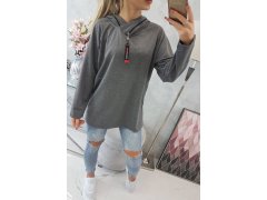 Oversize tunika s kapucí na zip v grafitové barvě 1