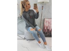 Oversize tunika s kapucí na zip v grafitové barvě 3