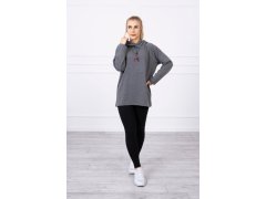 Oversize tunika s kapucí na zip v grafitové barvě 4