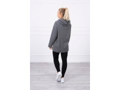 Oversize tunika s kapucí na zip v grafitové barvě 5
