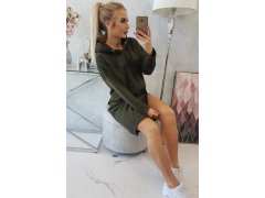 Šaty s kapucí a bočním rozparkem v barvě khaki 5