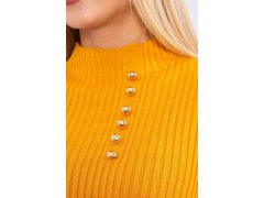 Sladěná svetrová halenka s&nbsp;knoflíky hořčicové barvy 3