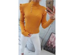 Sladěná svetrová halenka s&nbsp;knoflíky hořčicové barvy 4