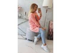 Oversize halenka s&nbsp;duhovým potiskem rtů v&nbsp;meruňkové barvě 7