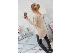 Halenka s potiskem a delšími zády béžová 6