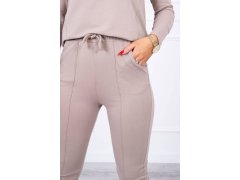 Sada s knoflíkovým výstřihem tmavě béžová 3