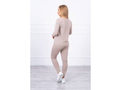 Sada s knoflíkovým výstřihem tmavě béžová 4