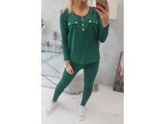 Sada s knoflíkovým výstřihem zelené barvy 5