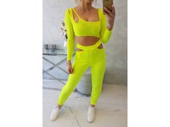Sada s halenkou top žlutá neonová 6
