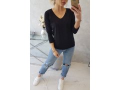 Halenka s výstřihem do V černá 3
