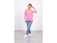 Halenka s&nbsp;výstřihem do V světle růžová 3