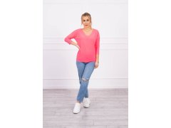 Halenka s&nbsp;výstřihem do V růžová neonová 1