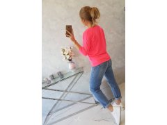 Halenka s&nbsp;výstřihem do V růžová neonová 5
