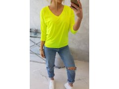 Halenka s výstřihem do V žlutá neonová 4