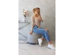 Halenka s&nbsp;buffovými rukávy tmavě béžová 5