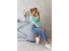 Halenka s&nbsp;buffovými rukávy mátová 5