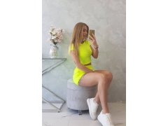 Bavlněná souprava se šortkami žlutá neonová 6