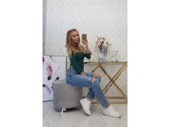 Tmavě zelená halenka s žebrovaným výstřihem 6