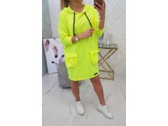 Šaty s kapucí žluté neonové 5