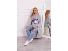 Halenka oversize s potiskem šedá 2