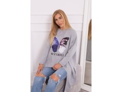 Halenka oversize s potiskem šedá 3