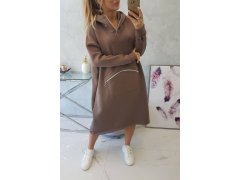 Zateplené šaty s&nbsp;kapucí mocca 1