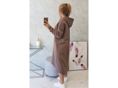 Zateplené šaty s&nbsp;kapucí mocca 2
