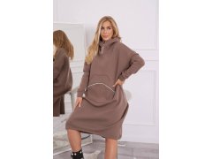 Zateplené šaty s&nbsp;kapucí mocca 5