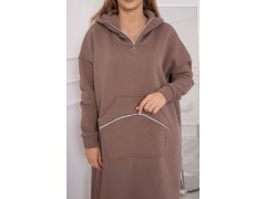Zateplené šaty s&nbsp;kapucí mocca 6