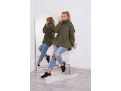 Zateplená mikina se zipem na zádech v&nbsp;barvě khaki 1