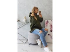 Zateplená mikina se zipem na zádech v&nbsp;barvě khaki 2