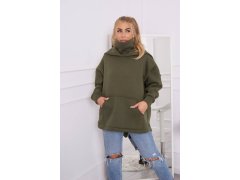 Zateplená mikina se zipem na zádech v&nbsp;barvě khaki 5