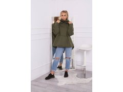 Zateplená mikina se zipem na zádech v&nbsp;barvě khaki 7