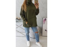 Zateplená mikina se zipem na zádech v&nbsp;barvě khaki 8