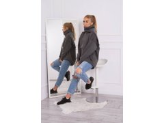 Zateplená mikina se zipem na zádech grafitová 1