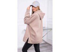 Zateplená mikina se zipem na boku tmavě béžová 2