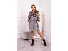 Velurové šaty s leopardím vzorem šedé barvy 7