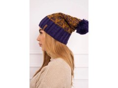 Milano fleecová čepice K203 hořčicová melange+tmavě fialová 4