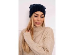 Milano fleecová čepice K203 navy blue melange+green 3