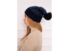 Milano fleecová čepice K203 navy blue melange+green 4