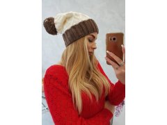 Milano fleecová čepice K203 ecru+mocca 1