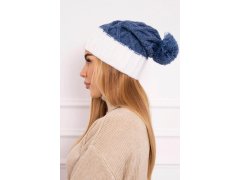 Milano fleecová čepice K203 denim+ecru 3