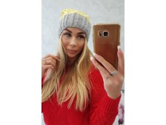 Milano fleecová čepice K203 žlutá+šedá 1