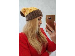 Milano fleecová čepice K203 žlutá+mocca 2