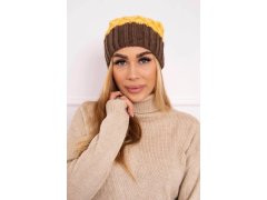 Milano fleecová čepice K203 žlutá+mocca 3