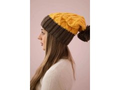 Milano fleecová čepice K203 žlutá+mocca 5