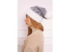 Milano fleecová čepice K203 grey melange+ecru 3