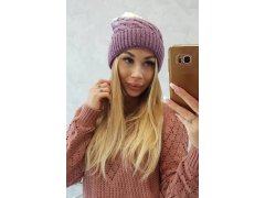 Fleecová čepice Ilona K218 fialová+bílá 1