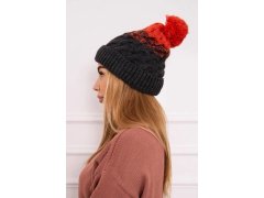 Fleecová čepice Ilona K218 graphite+red 3