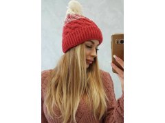 Fleecová čepice Ilona K218 malpberry+ecru 1